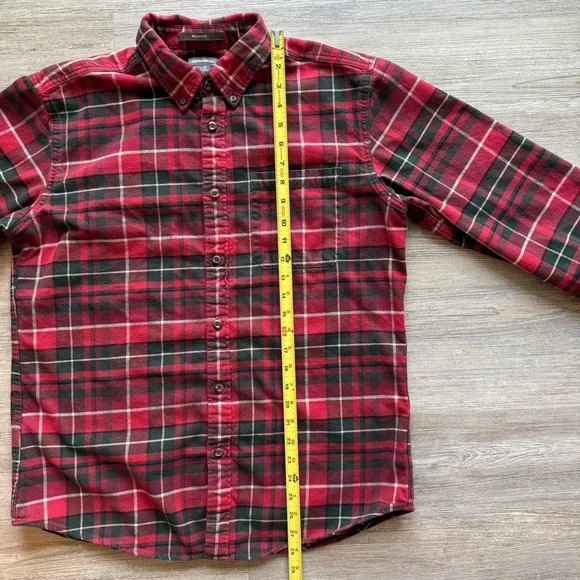 Vintage Eddie Bauer Men’s Medium Flannel Shirt Red Plaid Button Down Relaxed Fit - Picture 7 of 9